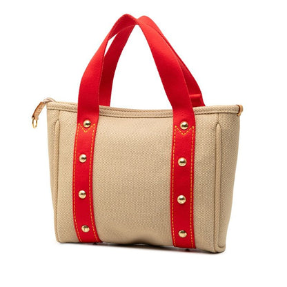 Louis Vuitton Cabas PM Tote Handbag Antigua Beige Canvas Leather