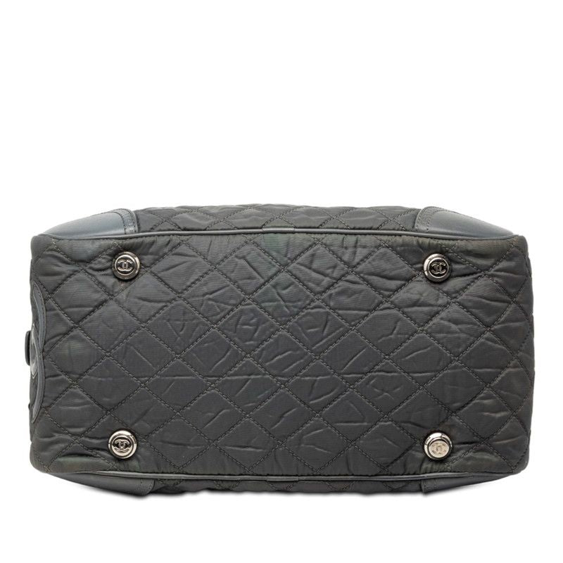 Chanel Paris New York Klein Coco Mark Boston Bag Gray Nylon Leather