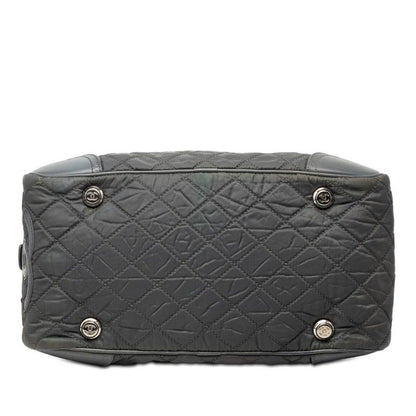 Chanel Paris New York Klein Coco Mark Boston Bag Gray Nylon Leather