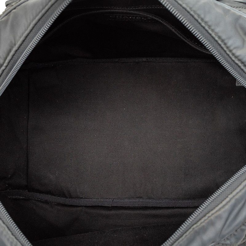 Chanel Paris New York Klein Coco Mark Boston Bag Gray Nylon Leather