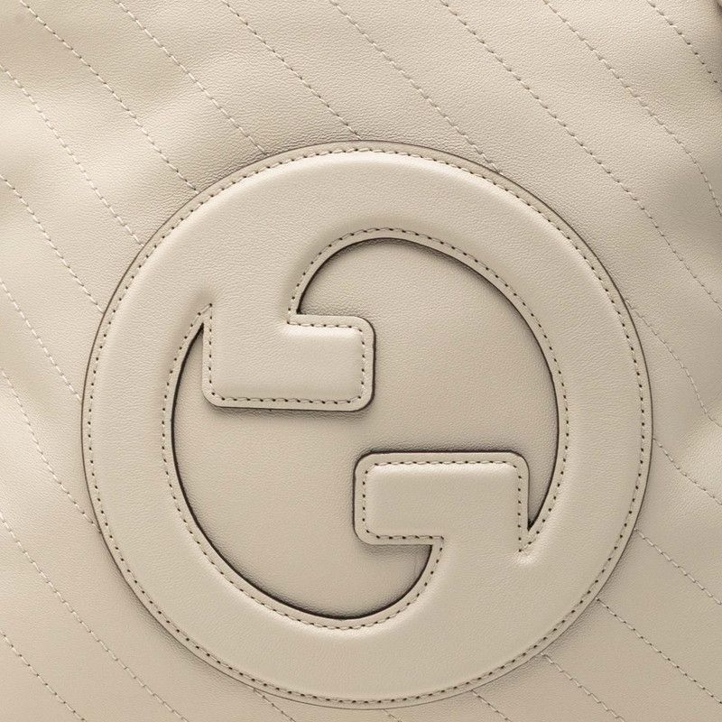Gucci Blondie Small Tote Chain Shoulder Bag 2-Way Off White Leather