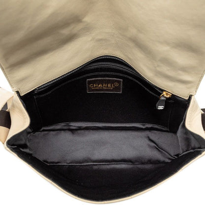 Chanel Chocoba Crossbody Bag Beige Black Leather