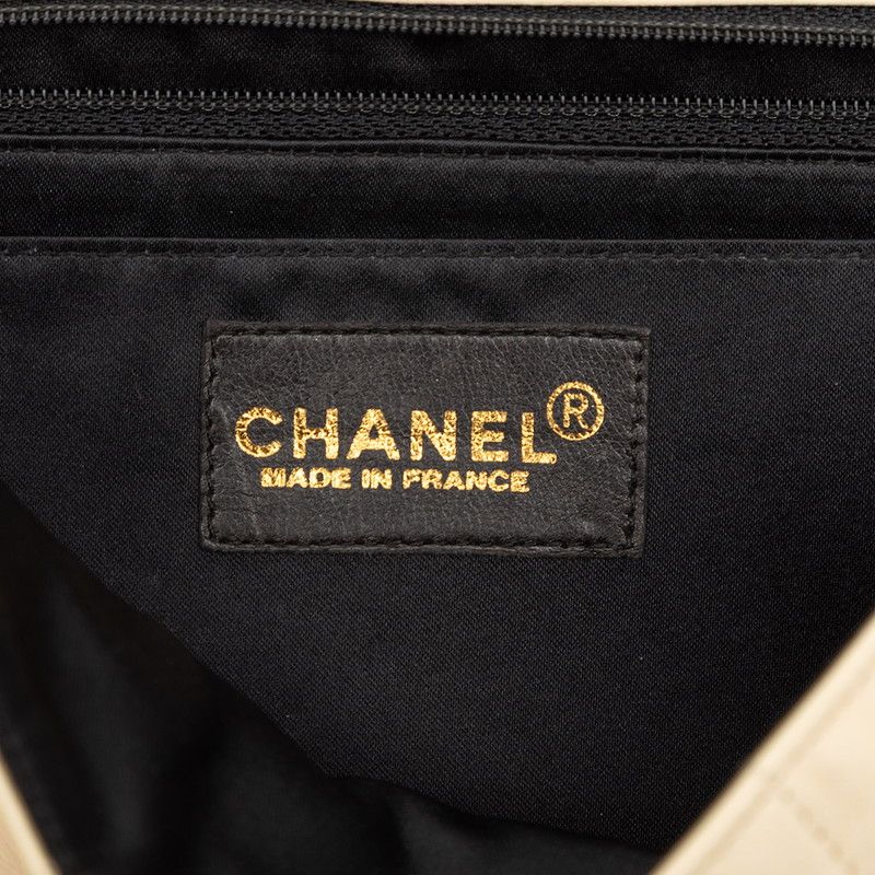 Chanel Chocoba Crossbody Bag Beige Black Leather