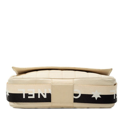 Chanel Chocoba Crossbody Bag Beige Black Leather