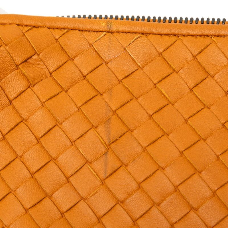 Bottega Veneta Intrecciato Crossbody Bag Orange Leather