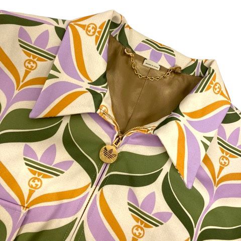 Gucci Adidas Blouson Jacket Silk Blend Logo All Over