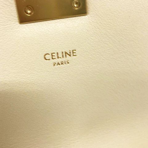 Celine C Medium Chain Shoulder Bag 2-Way Quilted Calfskin Beige