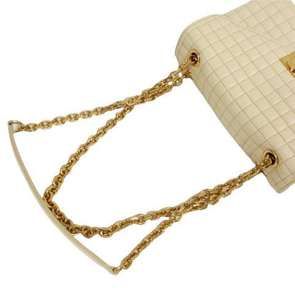 Celine C Medium Chain Shoulder Bag 2-Way Quilted Calfskin Beige