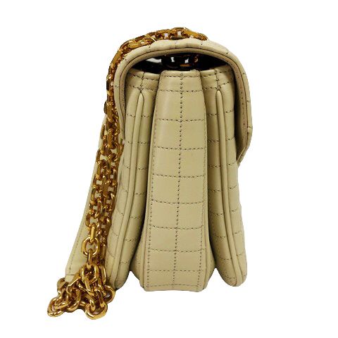 Celine C Medium Chain Shoulder Bag 2-Way Quilted Calfskin Beige