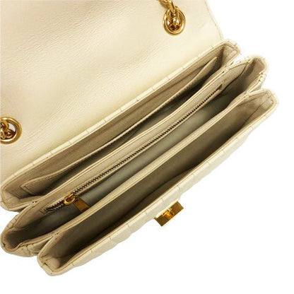 Celine C Medium Chain Shoulder Bag 2-Way Quilted Calfskin Beige