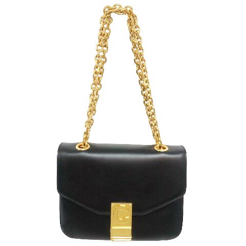 Celine C Small Chain Shoulder Bag 2-Way Calfskin Black