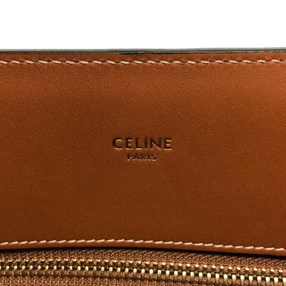 Celine Vertical Cabas Canvas & Calfskin Ochre Tan Brown Tote
