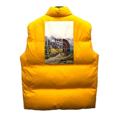 Gucci the ​​north Face Cat Down Vest Nylon Print Logo S Yellow