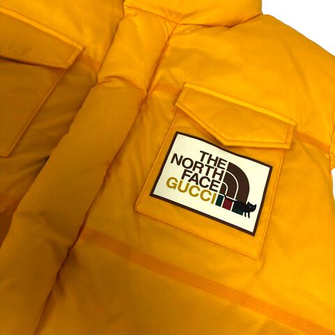 Gucci the ​​north Face Cat Down Vest Nylon Print Logo S Yellow