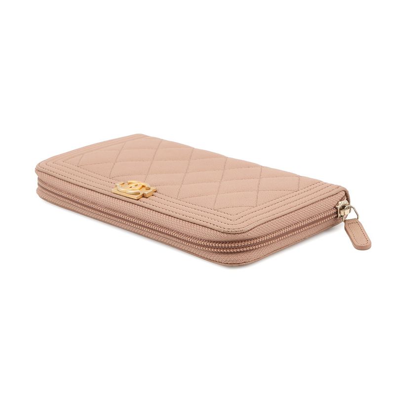 Chanel Wallet CC Logo Quilted Round Zip