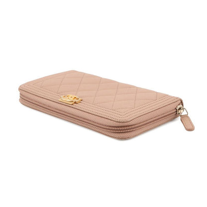 Chanel Wallet CC Logo Quilted Round Zip