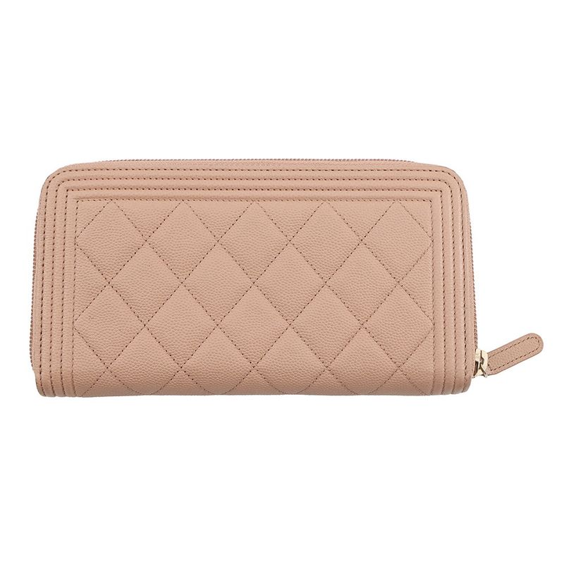Chanel Wallet CC Logo Quilted Round Zip