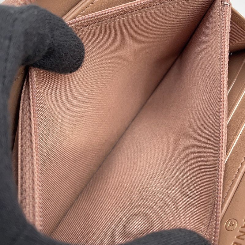 Chanel Wallet CC Logo Quilted Round Zip