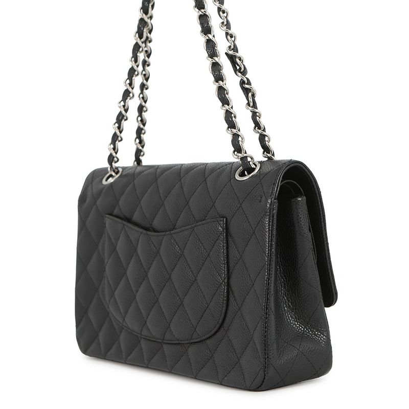 Chanel Chain Shoulder Bag Quilted 25 CC Logo Double Caviar Leather
