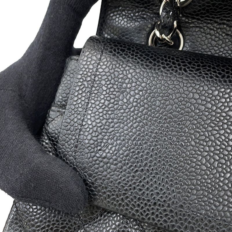 Chanel Chain Shoulder Bag Quilted 25 CC Logo Double Caviar Leather