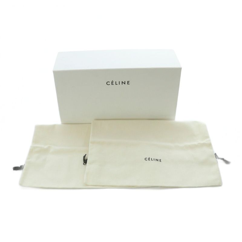 Celine Sandals Open Toe Chunky Heel 36.5 Black Blue Silver