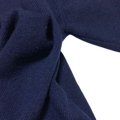 Balenciaga V Neck Back Logo Cashmere Knit Sweater XS Navy