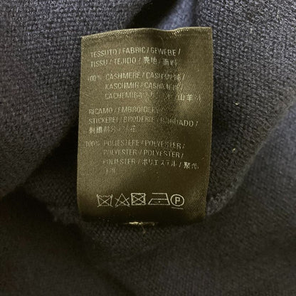 Balenciaga V Neck Back Logo Cashmere Knit Sweater XS Navy