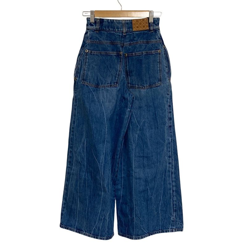 Chanel Wash Wide Denim Pants 34 Blue