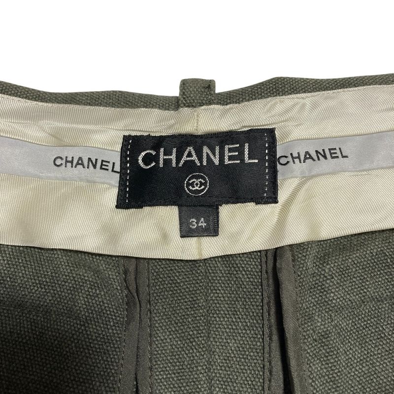 Chanel Canvas Short Pants Shorts 34 Khaki