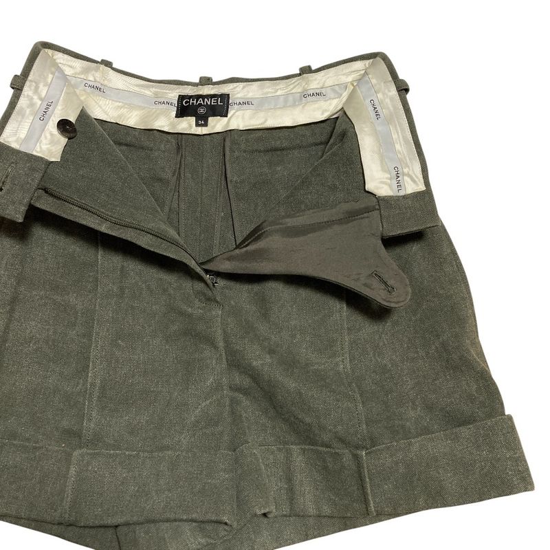 Chanel Canvas Short Pants Shorts 34 Khaki