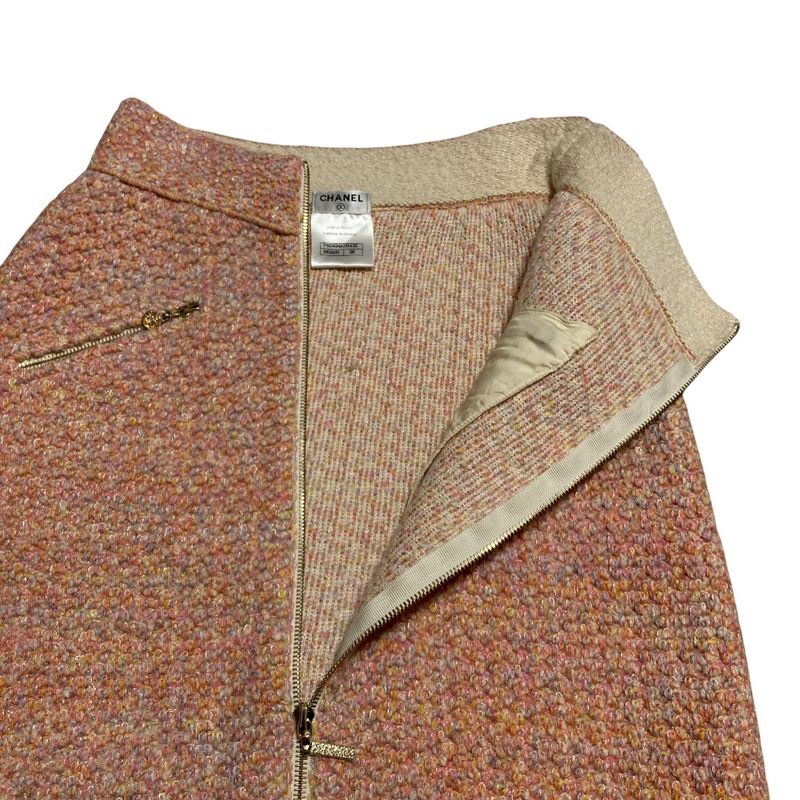 Chanel Tweed Skirt 36 Pink