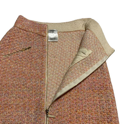 Chanel Tweed Skirt 36 Pink