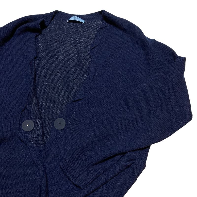 Prada Wool Cashmere V-neck Sweater 38 Navy