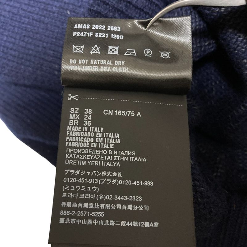 Prada Wool Cashmere V-neck Sweater 38 Navy