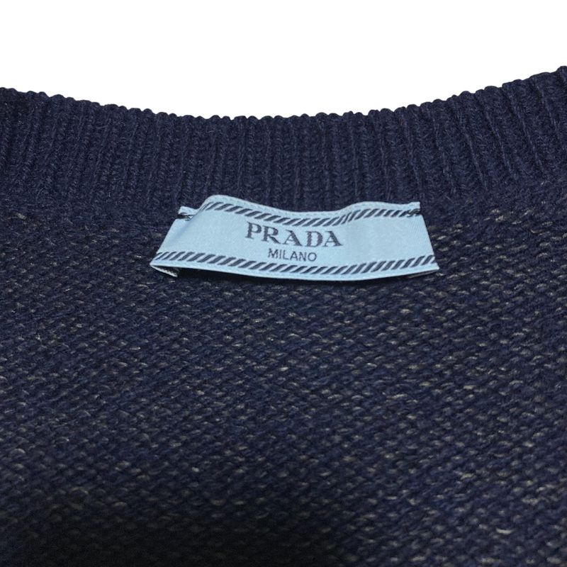 Prada Wool Cashmere V-neck Sweater 38 Navy