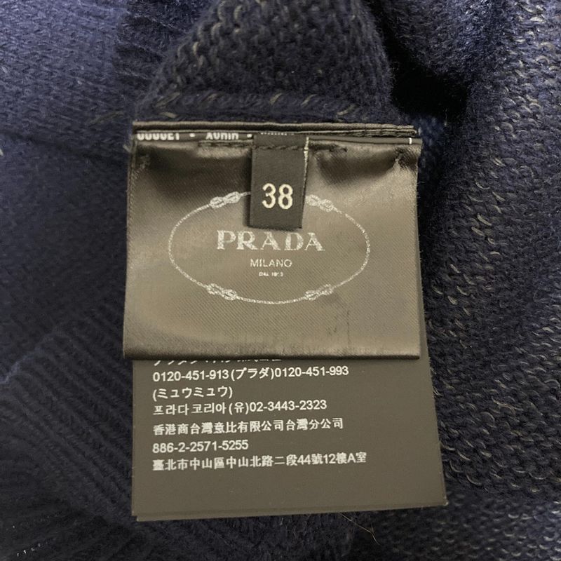 Prada Wool Cashmere V-neck Sweater 38 Navy