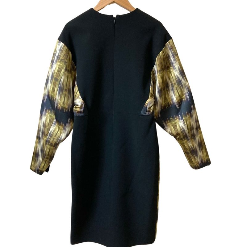 Celine Phoebe Period Transfer Print Long Sleeve Dress 34 Black
