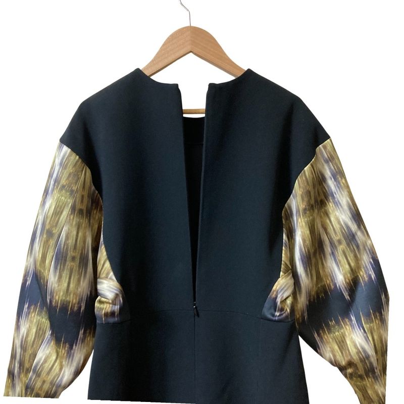 Celine Phoebe Period Transfer Print Long Sleeve Dress 34 Black