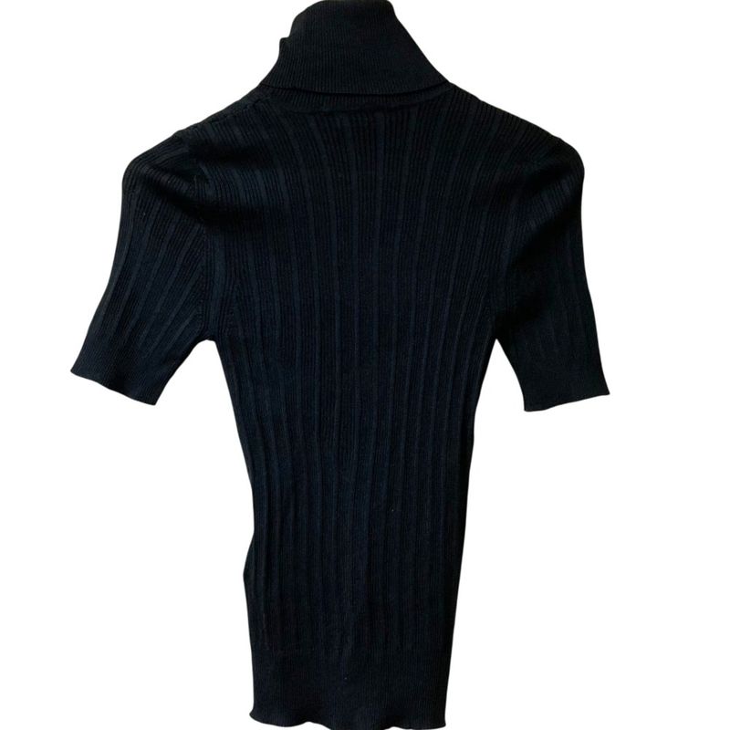 Saint Laurent Paris Model Silk Short Sleeve Knit XS Black