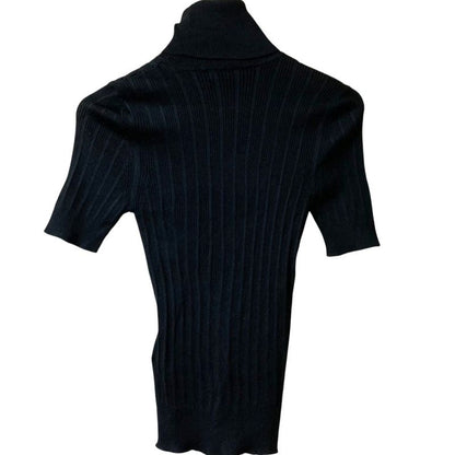 Saint Laurent Paris Model Silk Short Sleeve Knit XS Black