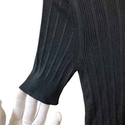 Saint Laurent Paris Model Silk Short Sleeve Knit XS Black