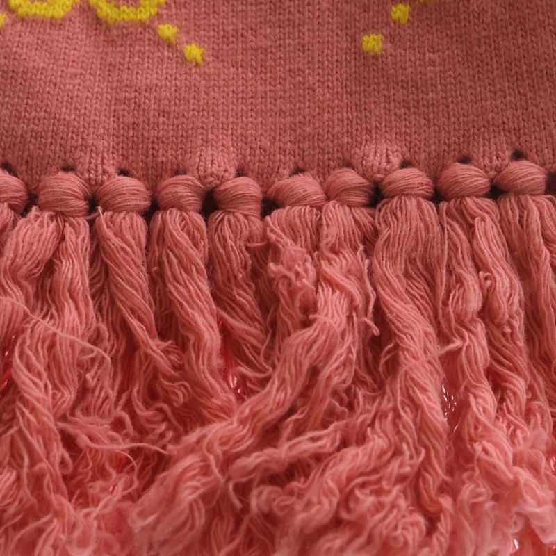 Gucci GG Wool Jacquard Scarf Logo Muffler Pink