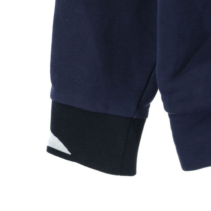 Fendi Ribbed Monster Logo Zip Up Jacket Hooded Jersey Navy