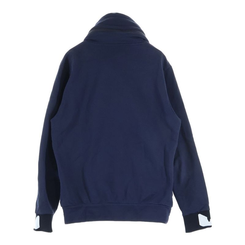 Fendi Ribbed Monster Logo Zip Up Jacket Hooded Jersey Navy