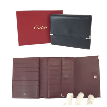Cartier Must Line Black Leather Folding Wallet Compact