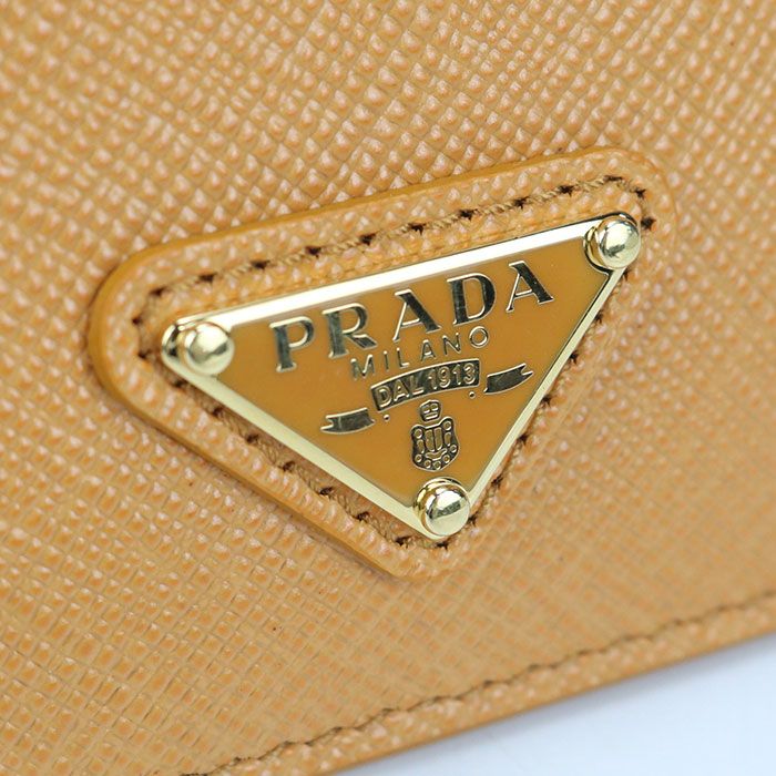 Prada Sapphire Triangle Card Case Calf Leather