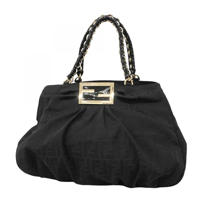 Fendi Tote Zucca Nylon Black Champagne
