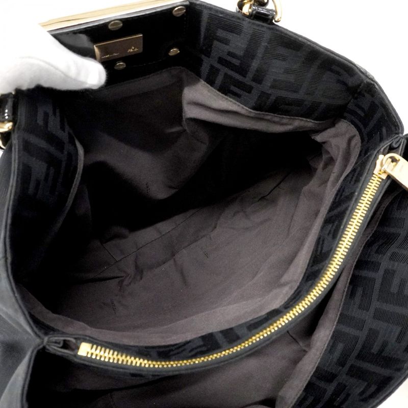 Fendi Tote Zucca Nylon Black Champagne