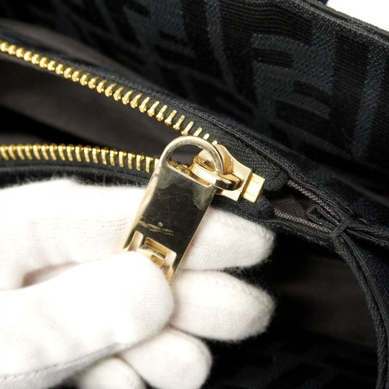 Fendi Tote Zucca Nylon Black Champagne