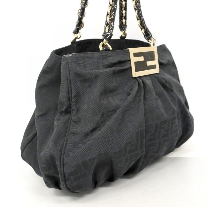 Fendi Tote Zucca Nylon Black Champagne